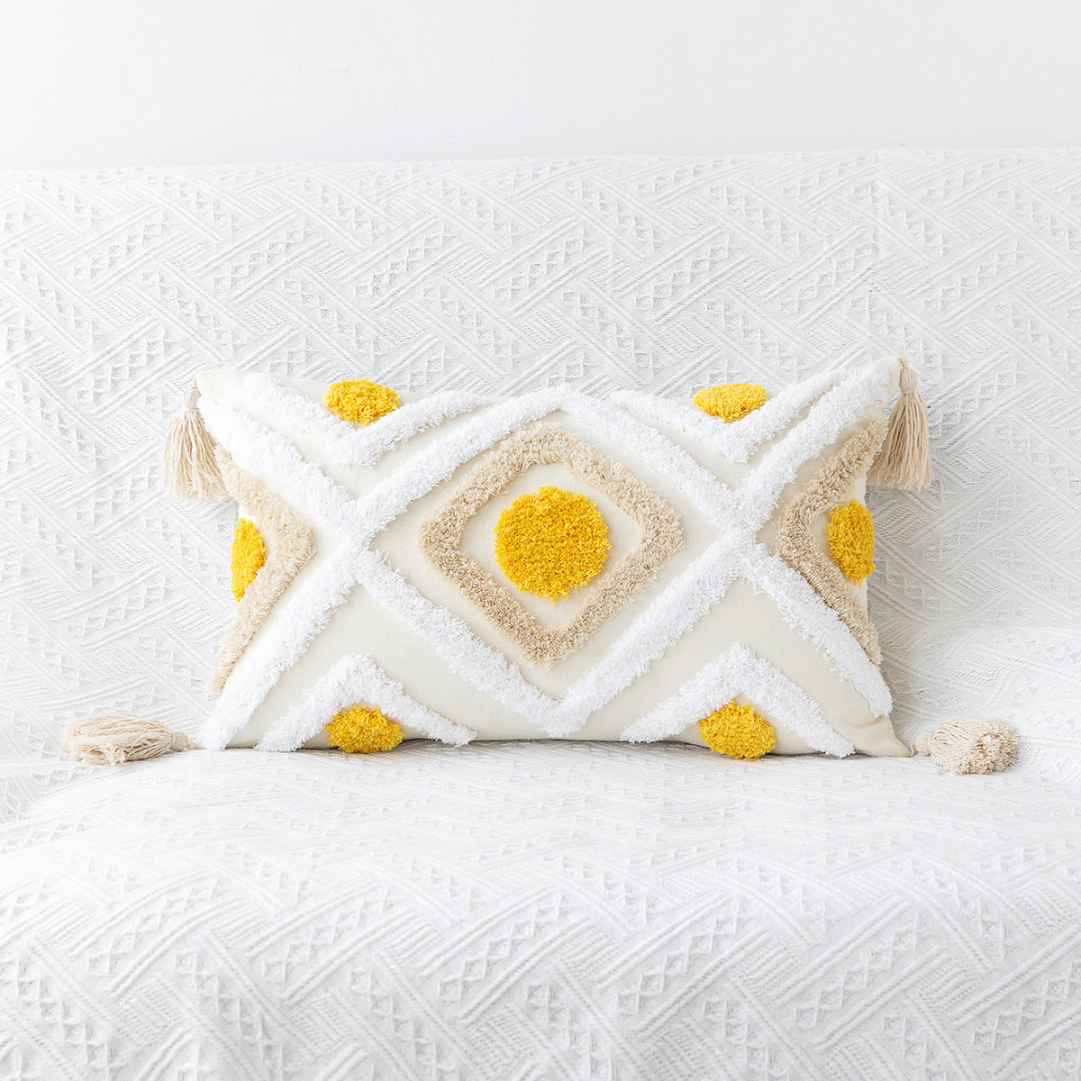 handcrafted boho tufted pillowcase

geometric tufted pillow for sofa

cozy living room pillow cover

boho farmhouse throw pillows

textured boho pillow cover

handmade cushion for home decor

neutral boho pillow for living room


